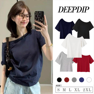  DEEPDIP Áo phông Áo thun nữ form rộng Áo trễ vai Áo sơ mi off-the-shoulder thun dành cho nữ thiết kế dáng rộng phù hợp mùa hè 