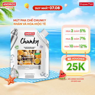 Mứt Pha Chế Nhãn & Hoa Mộc Tê - Có miếng trái cây thật - Nguyên liệu pha chế - ANDROS CHUNKY - 1kg
