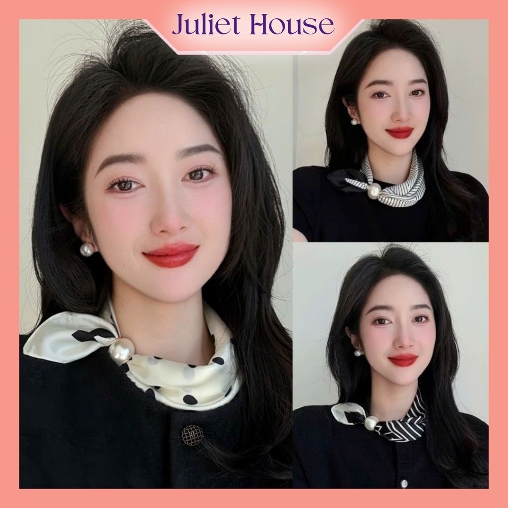 Khăn Lụa Vuông Vòng Cổ Khoá Ngọc Sang Chảnh Phong Cách Thanh Lịch Cao Cấp Cho Nữ J1 JULIET HOUSE
