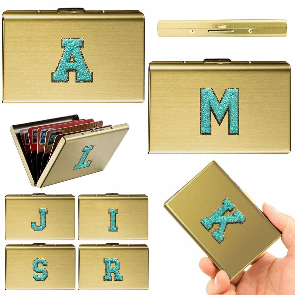 Golden Metal matte texture card box multi-card layered business casual dual-use card storage box Gre