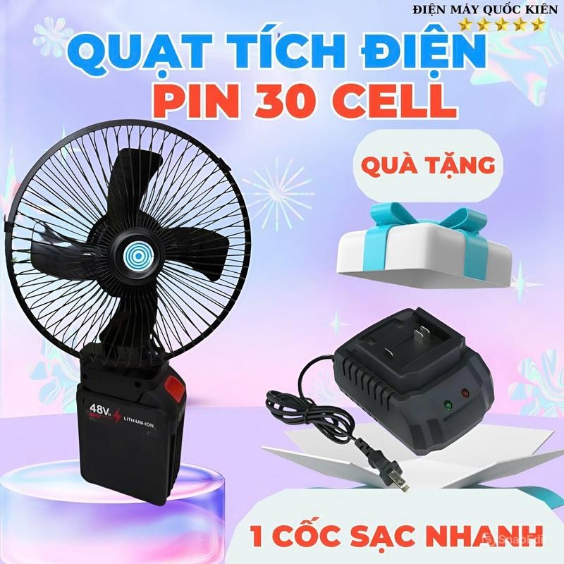 [ DEAL - ĐỘC QUYỀN LIVE - PIN 30 CELL - TẶNG KÈM 1 CỐC SẠC NHANH ] Quạt Tích Điện PIN 30 CELL, Chân 