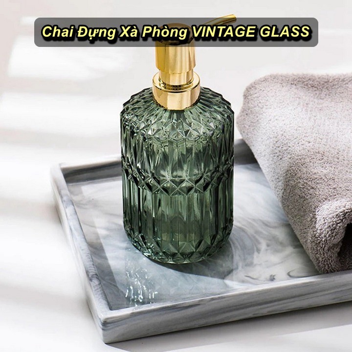 [HCM] - Chai Đựng Xà Phòng VINTAGE GLASS - Home and Garden