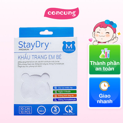 Khẩu trang trẻ em StayDry Size M - Trắng
