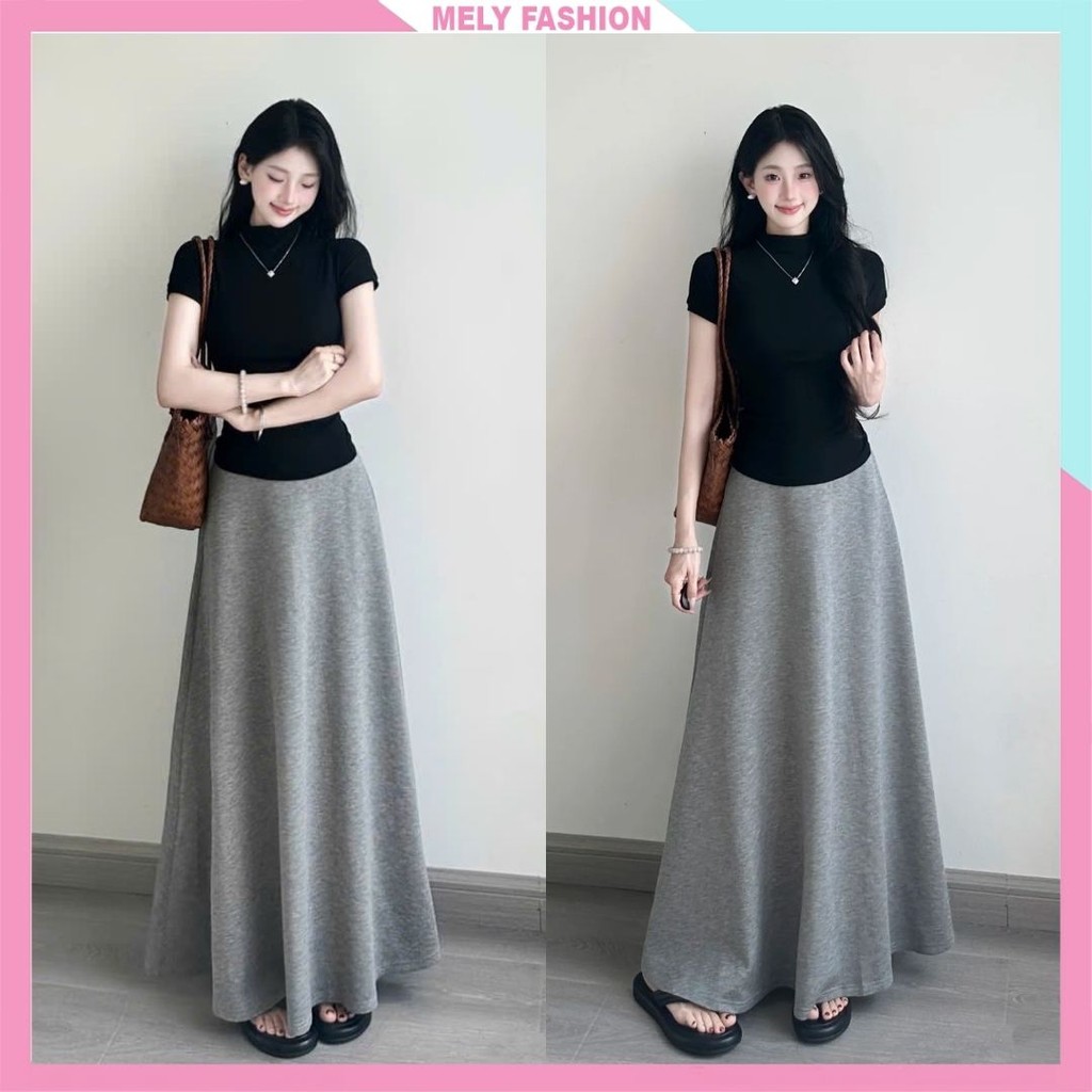 Chân váy dài dáng suông chữ A Mely Fashion Nỉ da cá mềm mịn cạp chun co giãn phong cách hàn quốc dễ mặc dễ phối đồ CV124 | BigBuy360 - bigbuy360.vn