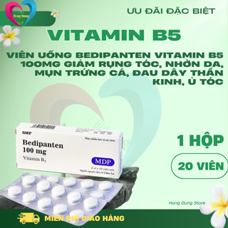 Viên uống Bedipanten Vitamin B5 100mg giảm rụng tóc, nhờn da, mụn trứng cá, đau dây thần kinh, ủ tóc