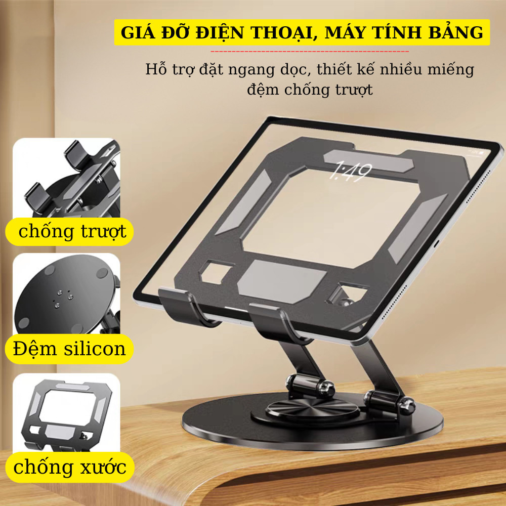 Giá đỡ laptop xoay 360 độ L08 tùy chỉnh độ cao,kệ kê MACBOOK - MÁY TÍNH BẢNG bằng kim loại gấp gọn tiện dùng