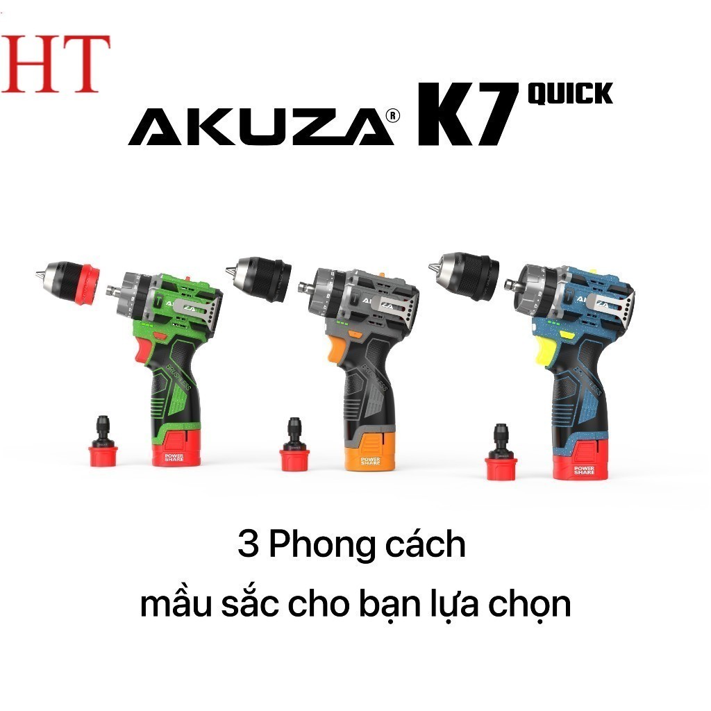 Máy Khoan 3 Chức Năng, AKUZA K7, Khoan pi.m Và Cấp Trượt 2 Trong 1,  Đầu 10 Máy xây dựng HT