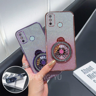 Ốp điện thoại Tecno Spark 6 Go ốp lưng mềm giá đỡ bàn xoay 3D mạ điện