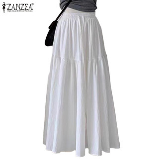 Zanzea Nữ Thời Trang Hàn Quốc Thắt Lưng Co Giãn Rời Thường Ngày Màu Trơn Overskirt