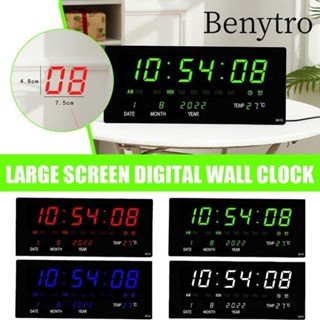  Benytro Đồng hồ treo tường điện tử Đồng hồ LED kỹ thuật số nhiệt độ phích cắm Vương quốc Anh Đồng hồ bàn hiển thị 12   24H gắn tường điều khiển bằng giọng nói cho phòng ngủ 