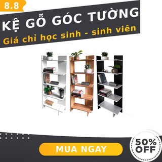 Kệ góc tường 5 tầng màu trắng hiện đại chất gỗ MDF dày 12mm nặng 5kg