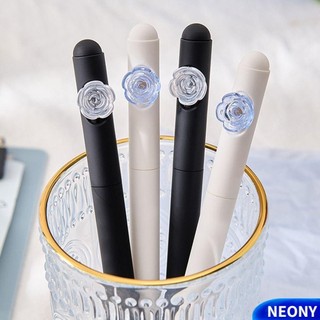 Neony 4 Bút Mực Đen, Trường Học / Văn Phòng 0.5mm Bút Gel, Văn Phòng Phẩm Di Động Bút Viết Màu Đen