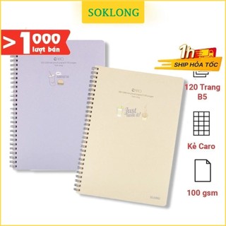 Vở lò xo kép bìa nhựa Pastel B5 120 trang caro 5x5 Sổ Klong MS 575 VPP KLONG ( màu ngẫu nhiên)