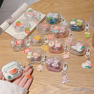 Ốp lưng tai nghe Lenovo Thinkplus LP40 / LP40S / LP40Plus / LP40Pro / HT38 / XT62 3D Hoa dâu tây nụ cười anh đào với mặt dây chuyền chống thất lạc Vỏ tai nghe không dây TPU Vỏ bảo vệ tai nghe