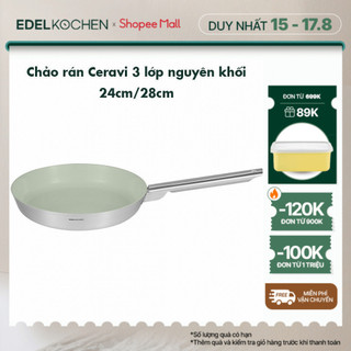 Chảo chiên inox 3 lớp nguyên khối Edelkochen Ceravi Collection - Màu Eco Green