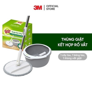 Bộ cây lau nhà 360 độ thông minh thế hệ mới 3M™ Scotch-Brite™, tích hợp giặt và vắt, 18x33x33 (cm), Dùng vệ sinh sàn nhà