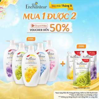 [Tặng thêm túi 200G] Sữa tắm hương nước hoa Enchanteur 650g (5 mùi) - quà KHÔNG hiển thị trong giỏ - Tặng mùi ngẫu nhiên