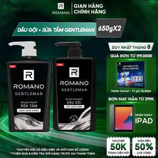 Combo Dầu gội và Sữa tắm cao cấp Romano Gentleman 650g/chai