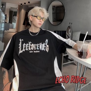 Echo Ridge American High Street Công nghiệp nặng Thư Retro Áo thun ngắn tay Pu Shuai High Sense Top