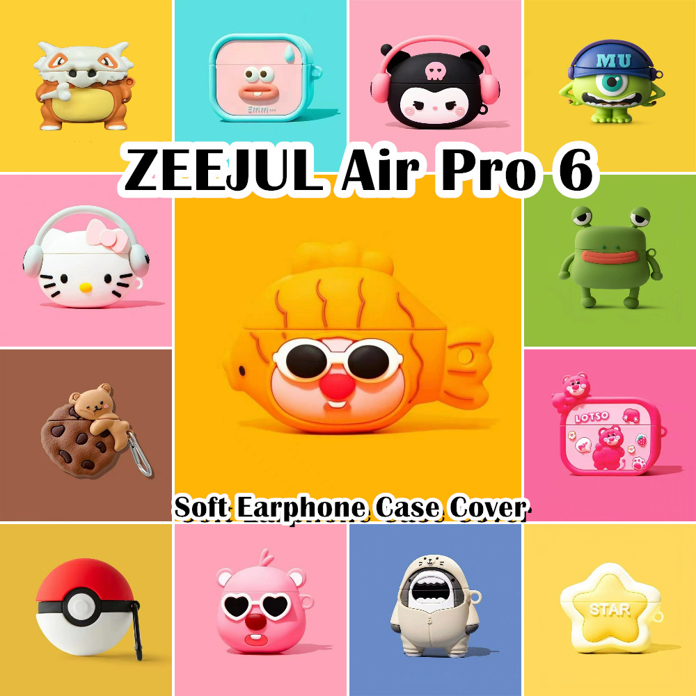 【Hot sale】Cho Zeejul Air Pro 6 ốp tai ng Case Buồn cười phim hoạt hình Vỏ Bảo Vệ Hộp Sạc Tai Nghe