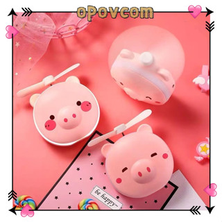 Quạt Mini Cầm Tay?Quạt Mini Hình Con Lợn Có Gương Đèn (kèm sạc)