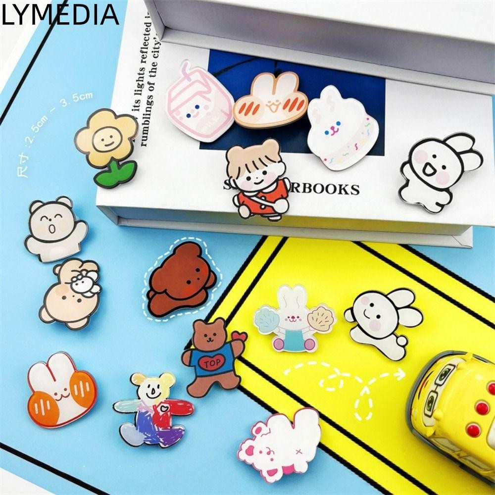 LYMEDIA cài hoạt hình LYMEDIA, Mặt dây chuyền huy hiệu thỏ dễ thương, Kẹp ghim Acrylic