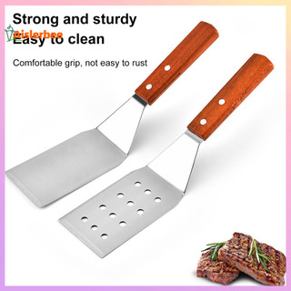 Thìa chiên bằng thép không gỉ Aislerbee có tay cầm bằng gỗ Hamburger chống dính Turner Steak Pancake Burger Flipper cho nhà hàng