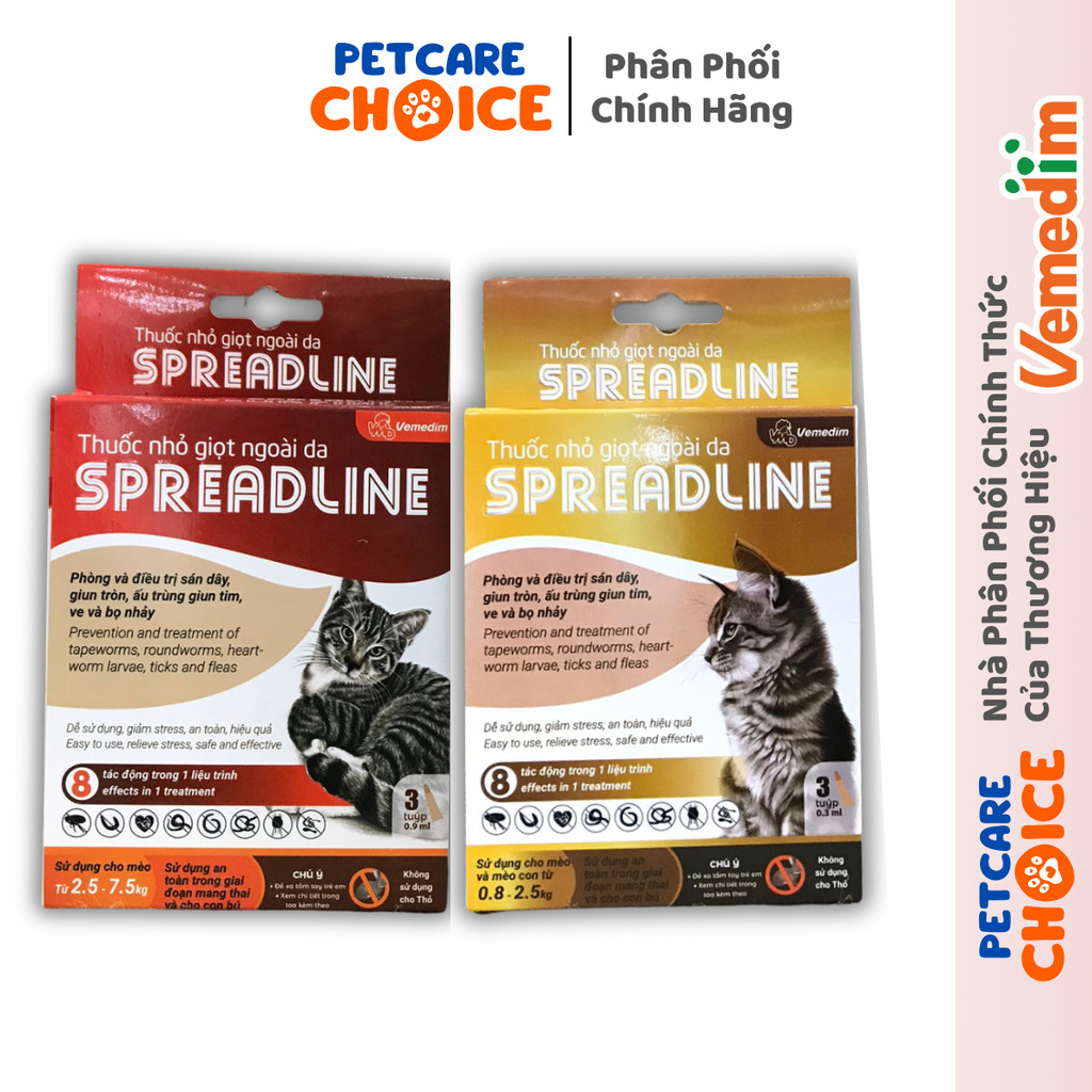 Spreadline Vemedim - Nhỏ Gáy Loại Bỏ Ve Rận Bọ Chét Giun Sán Cho Mèo