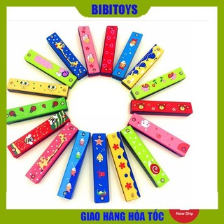 Đồ chơi kèn acmonica gỗ thổi kêu vui nhộn cho bé