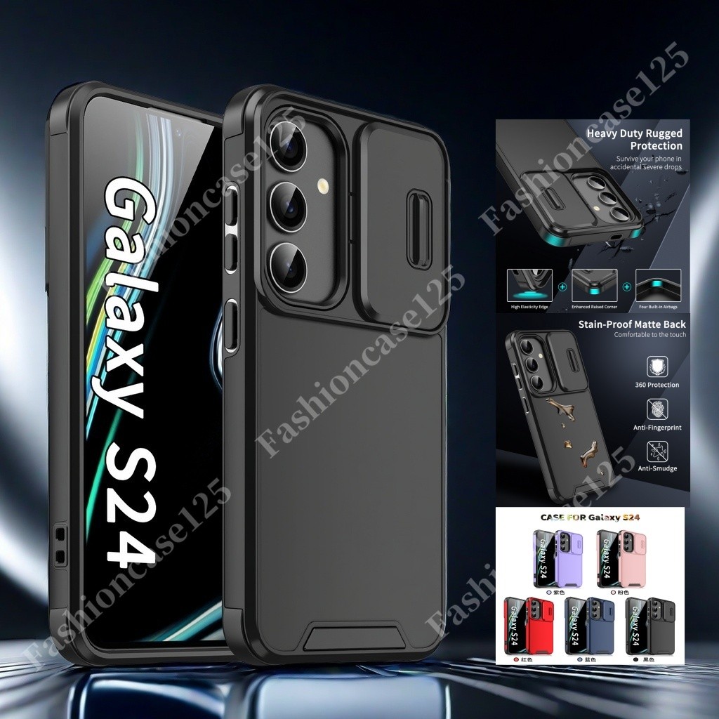 Vỏ chống sốc Vỏ trượt Armor cho Samsung Galaxy S24 S23 S22 S21 S20 FE Plus S24FE S23FE S24 + S24Plus Camera trượt Vỏ điện thoại chống sốc Vỏ bảo vệ ống kính