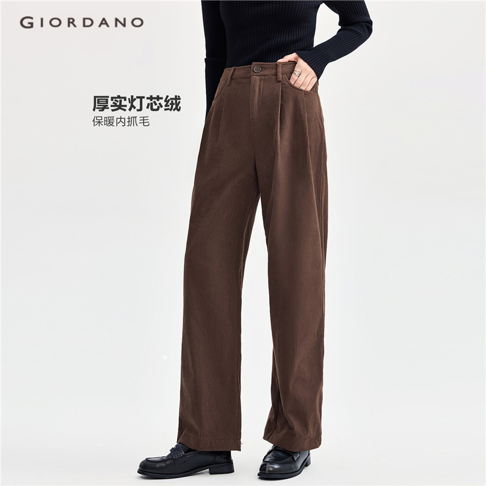 GIORDANO WOMEN Corduroy pleated pants 05414671