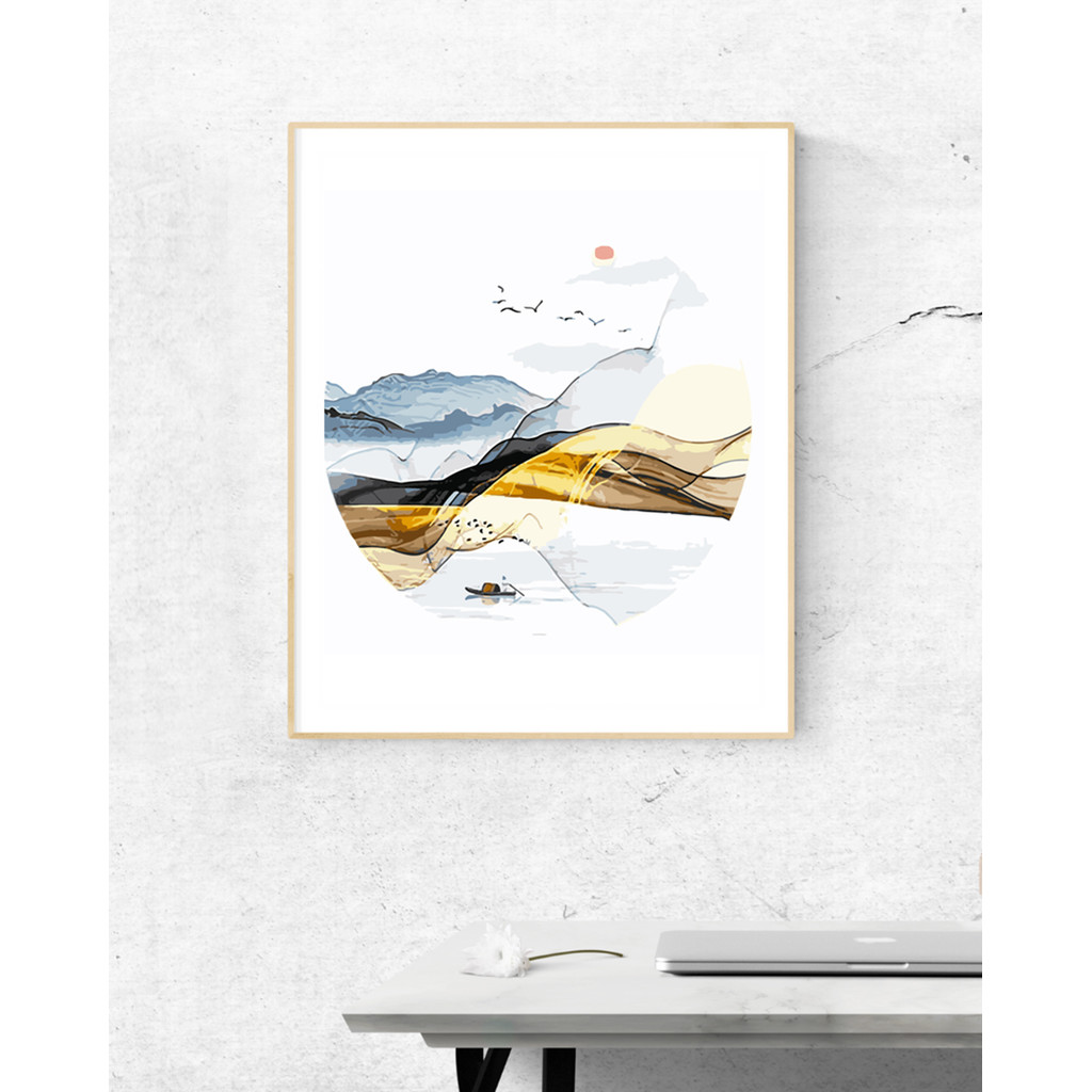 Tranh Sơn Dầu Số Hóa Tự Tô Foggy Mountain