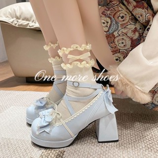 Một đôi giày nữa⭐Giày cao gót Chunky dễ thương hot girl giày có váy cổ tích ngọt ngào Giày cao gót Gothic nền tảng chống thấm nước mới