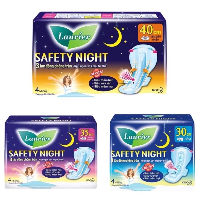 GIA ĐÌNH Băng Vệ Sinh Laurier Đêm (30cm/ 35cm/ 40cm) VHMART LOẠI TỐT
