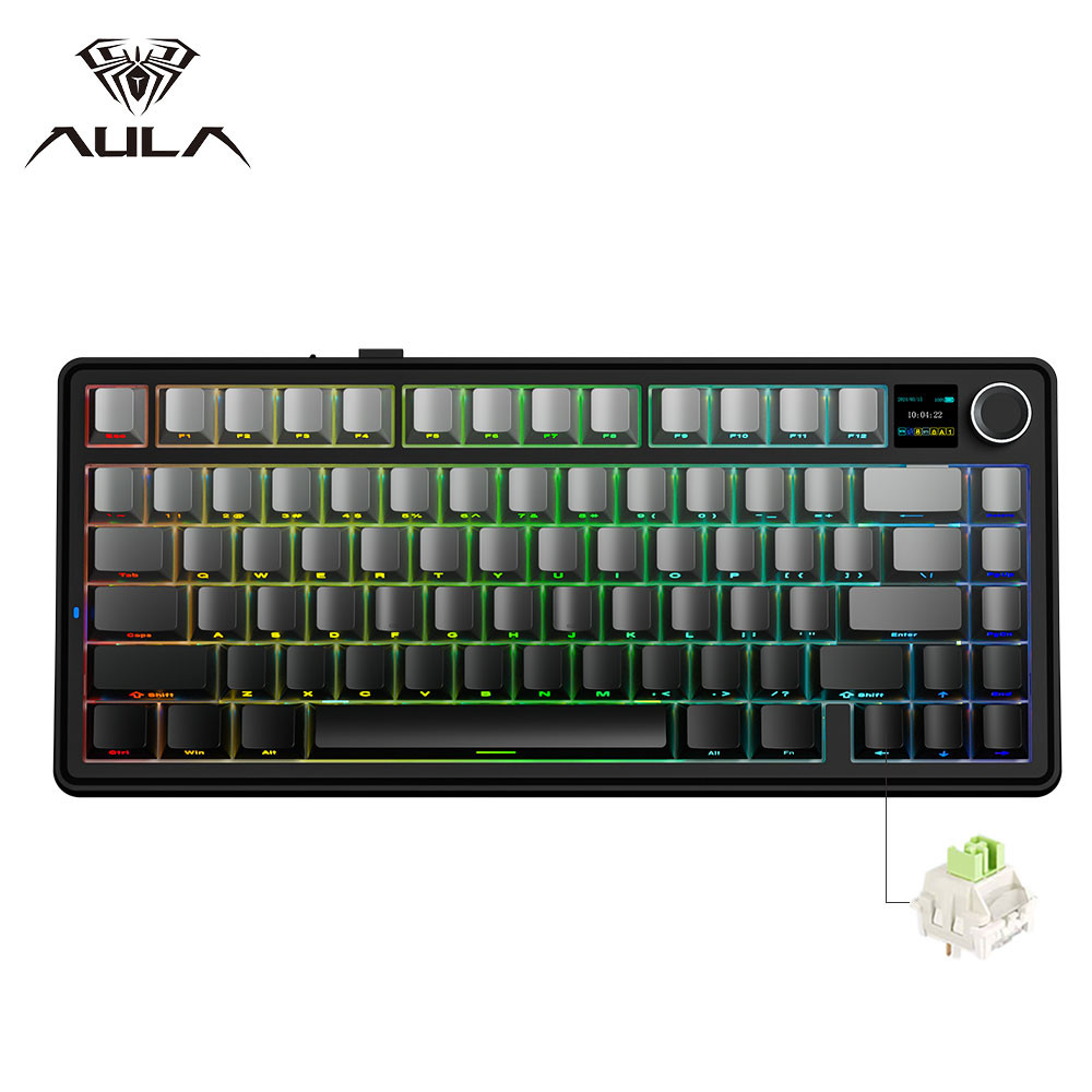 AULA F75 MAX Mechanical Keyboard 75% RGB Three Mode Wired/Bluetooth/2.4G Full Key Hot Swappable Customization E-sports Keyboard with TFT Screen for PC/Mac | BigBuy360 - bigbuy360.vn