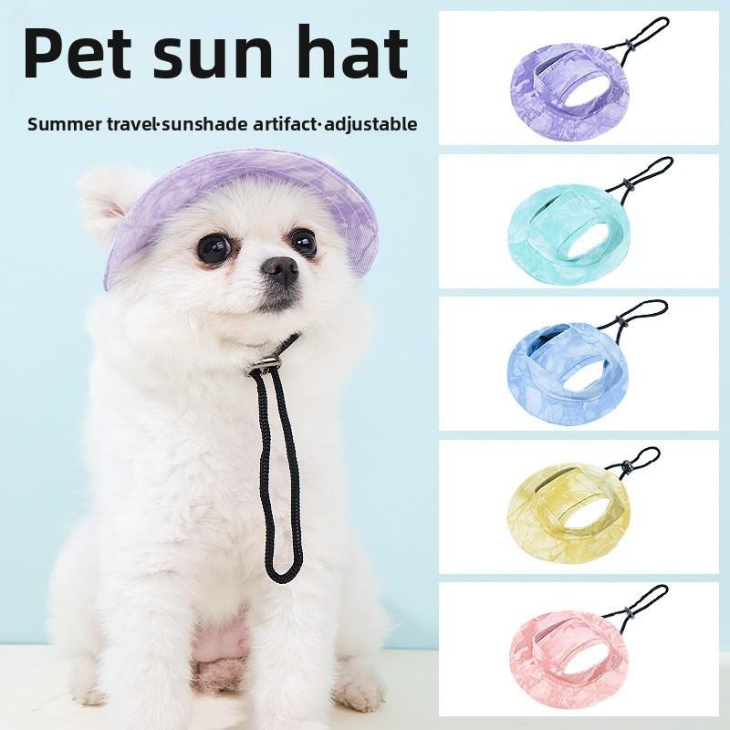 Garfeel Daddy Pet Có Thể Điều Chỉnh Thắt Lưng-Dye Mũ Chống Nắng Cho Mèo & Chó Nhỏ Lỗ Tai Cotton Thoáng Khí, Du Lịch Ngoài Trời Mặc Mũ Chống Nắng Chống Tia UV