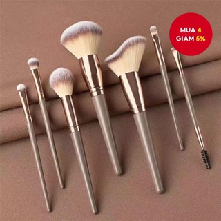 Bộ cọ trang điểm 7 món, Bộ hoàn chỉnh, Lông mềm mại và thân thiện với da, Người mới bắt đầu, Màu sâm panh