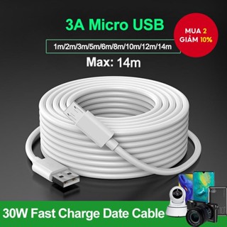 1m-14m Quá Dài Micro USB Cáp Cho Cáp Điện Xiaomi Camera Màn Hình Điện Thoại Di Động Power Bank Lái Xe Ghi Máy Chiếu Dây Nối Dài Cáp Sạc