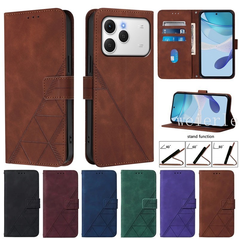 Dành Cho Tecno Spark 40 40C Ốp Lưng Ví Da Hình Học Cho Tecno Spark 40 Pro Tecno Spark 40 Pro + Ốp Lư