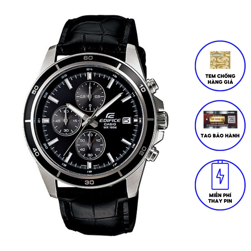 Mẫu mớiĐồng hồ nam dây da chính hãng Casio EDIFICE EFR-526L-1AVUDF