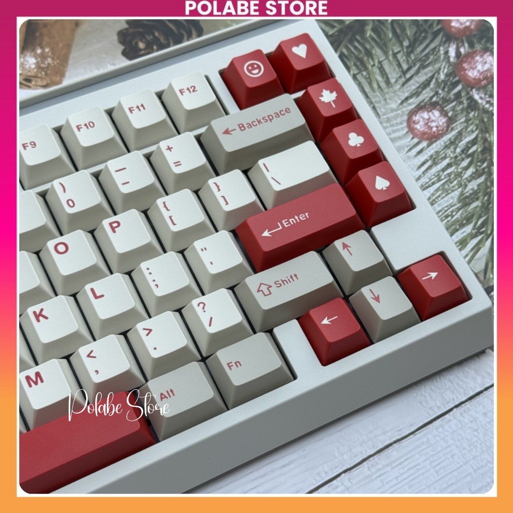 Keycap Classic Retro Red Blot Cherry Profile Keycap CMK cổ điển double shot bàn phím cơ Mitoby Facto
