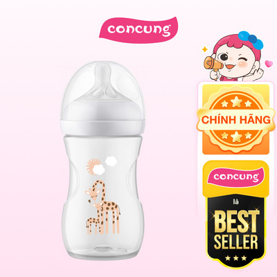 Bình sữa Philips Avent mô phỏng tự nhiên họa tiết Hươu cao cổ 260ml (SCY903/66, 1M+)
