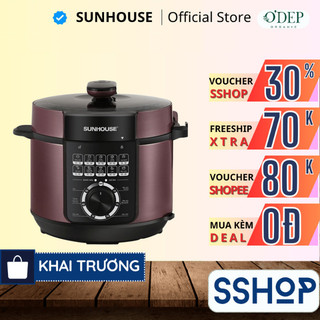 Nồi áp suất điện Sunhouse 6 lít Chính hãng van xả áp an toàn, chống dính dễ vệ sinh SHD1657 - SSHOP SSO