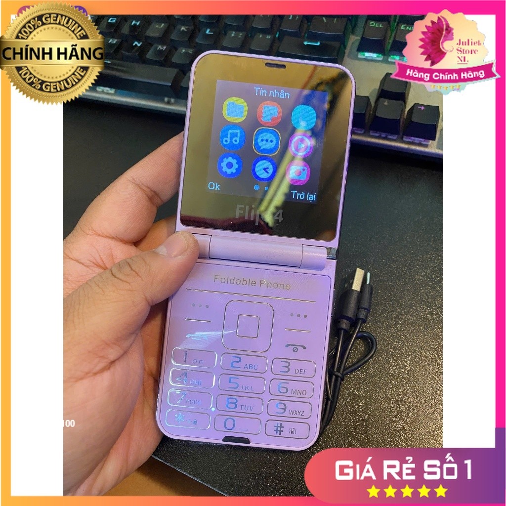 [Like New 95%] Điện Thoại Đổi Giọng Nói Nắp Gập Flilo-4 – 4 Sim 4 Sóng,Camera, Pin Lâu, Radio, Loa T