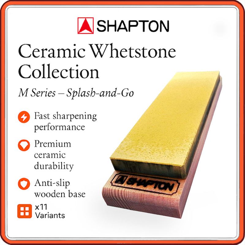 Shapton M-Series Ceramic Whetstones (#120-#12000) – Splash-and-Go Japanese Sharpening Stones with Wo