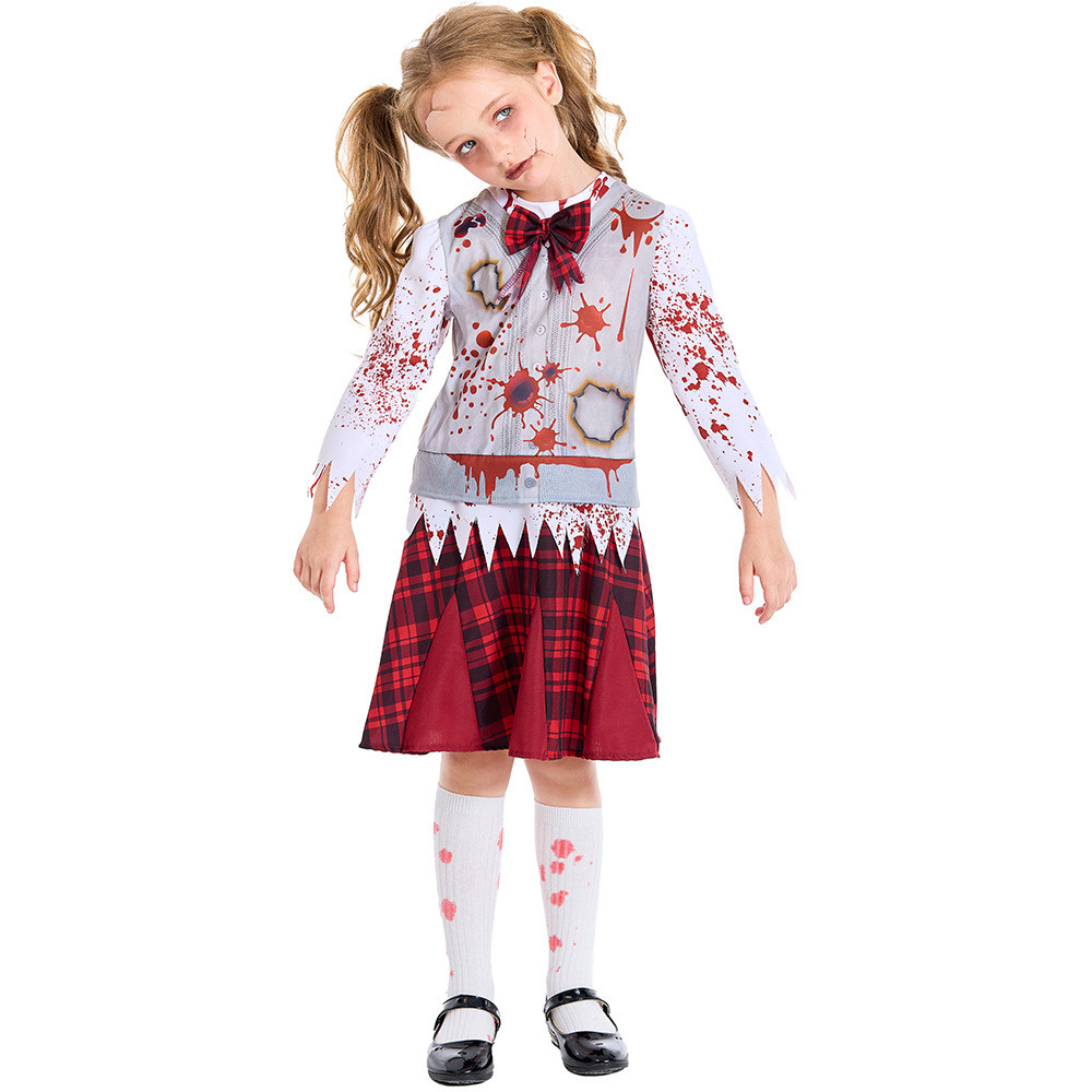 Trang Phục Halloween Sản Phẩm Mới Zombie Máu Lưới Đỏ Sinh Viên Zombie Cosplay Show Mảnh