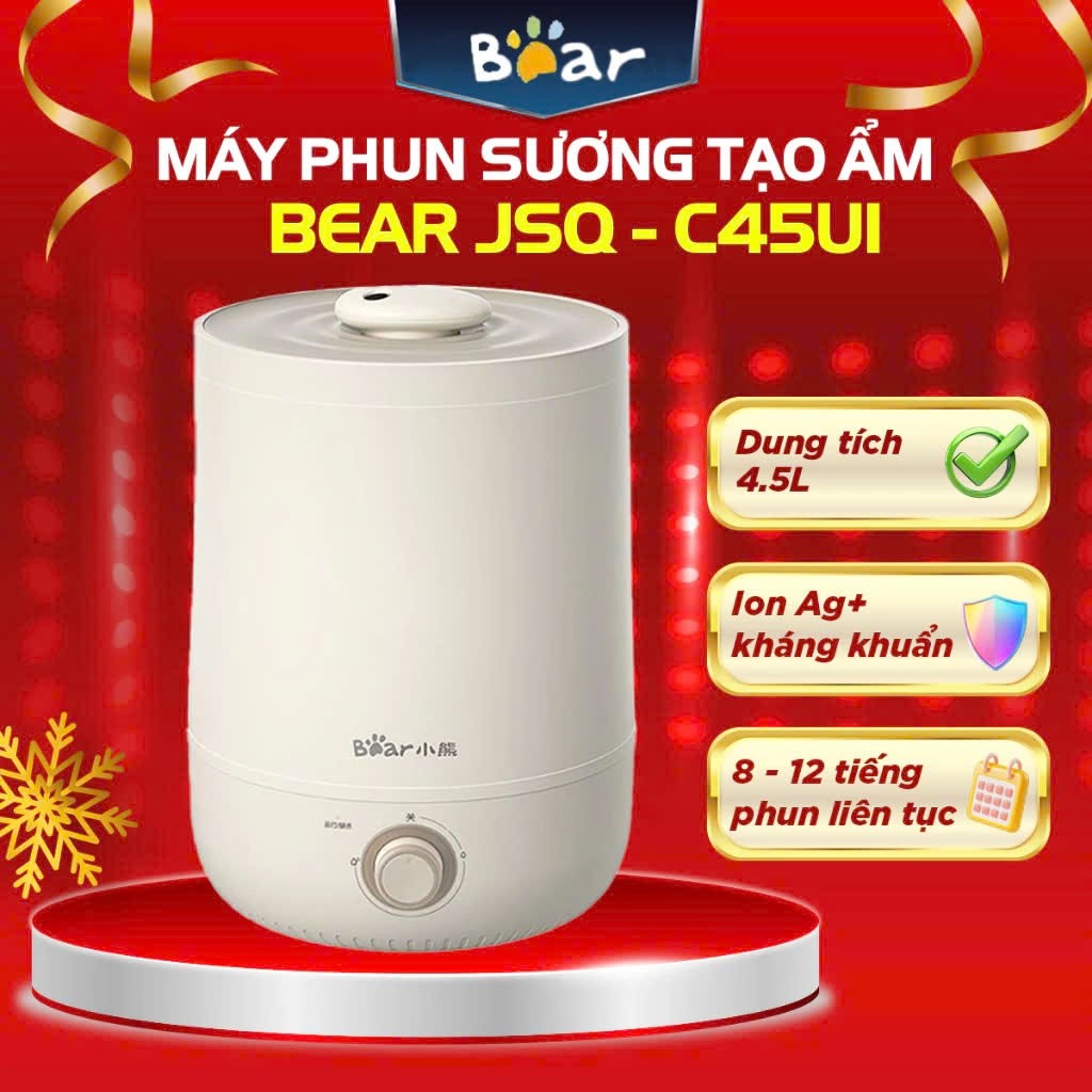 Máy Phun Sương Tạo Ẩm Bear JSQ-C45U1, Làm Mát Không Khí, Bộ Lọc Ion Bạc Diệt Khuẩn, BH 12 Tháng