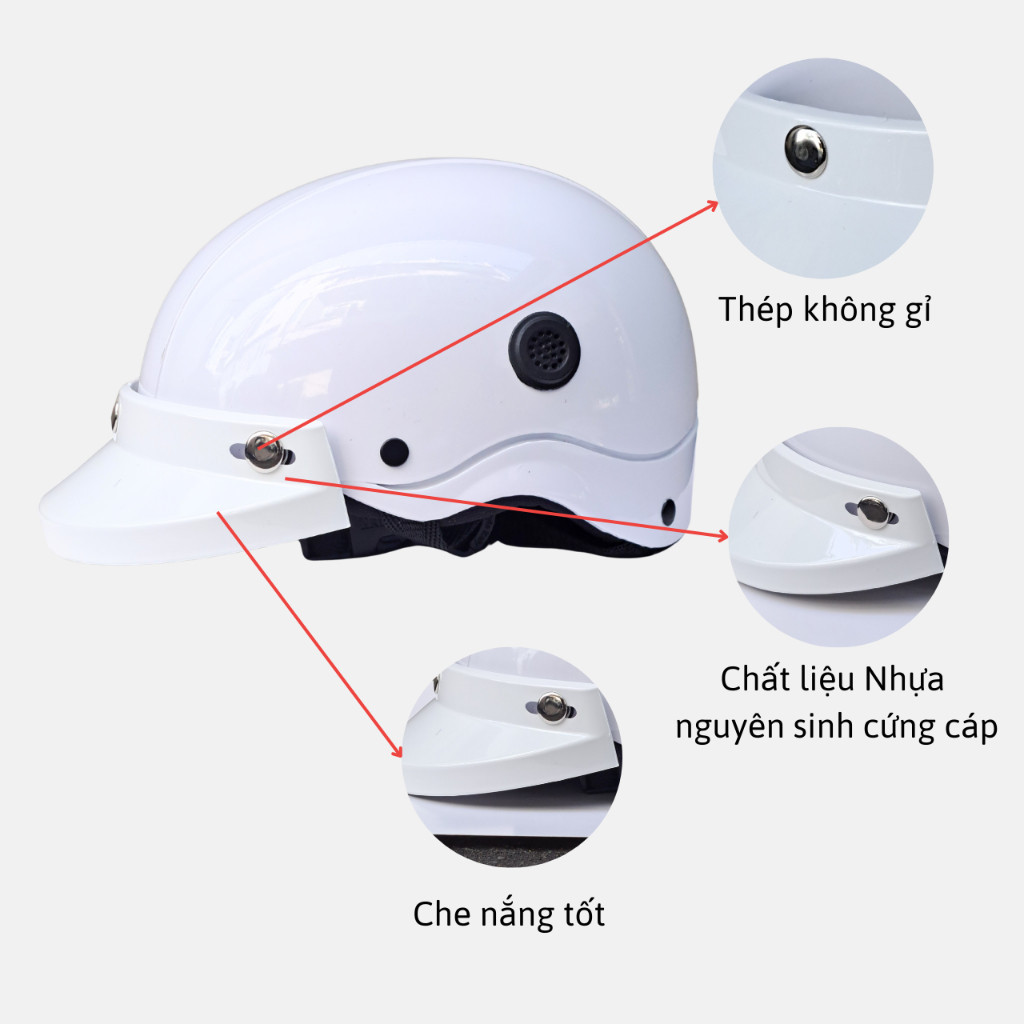 Lưỡi trai gắn mũ bảo hiểm Napoli, vành gắn nón 1/2, 3/4 đầu cao cấp 1