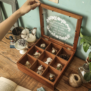Vintage bắc âu gỗ để bàn trang sức hộp bảo quản có nắp lật chống bụi đồ chơi hộp bảo quản vòng cổ hiển thị ốp lưng để bàn