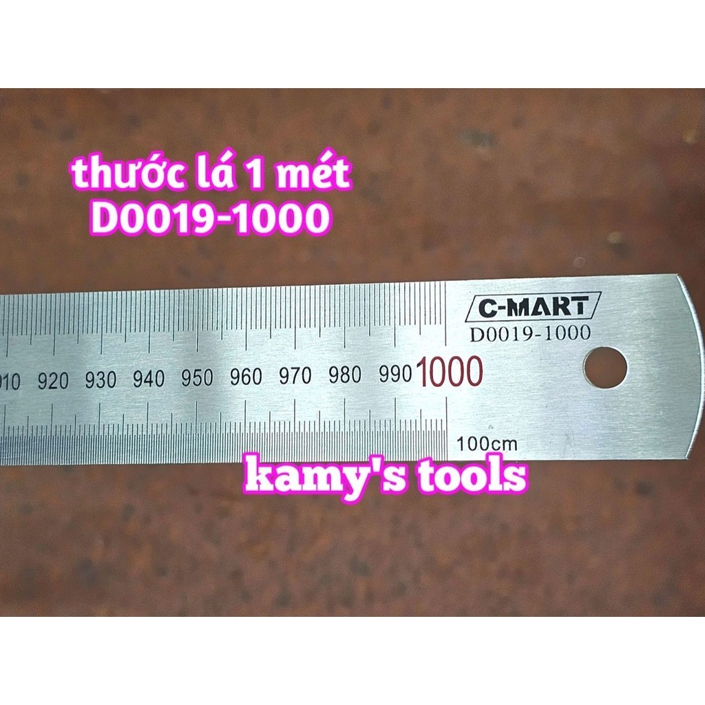 Thước lá inox 1m 1 mét 100cm 1000mm bản 35mm hệ inch và mét C-mart model D0019-1000